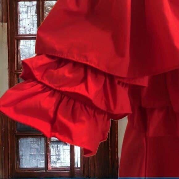 Boohoo  Red Ruffle Tiered Dress Size 6 - Picture 3 of 7